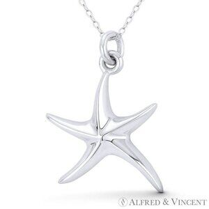 Starfish Ocean Sealife Charm Pendant in .925 Sterling Silver